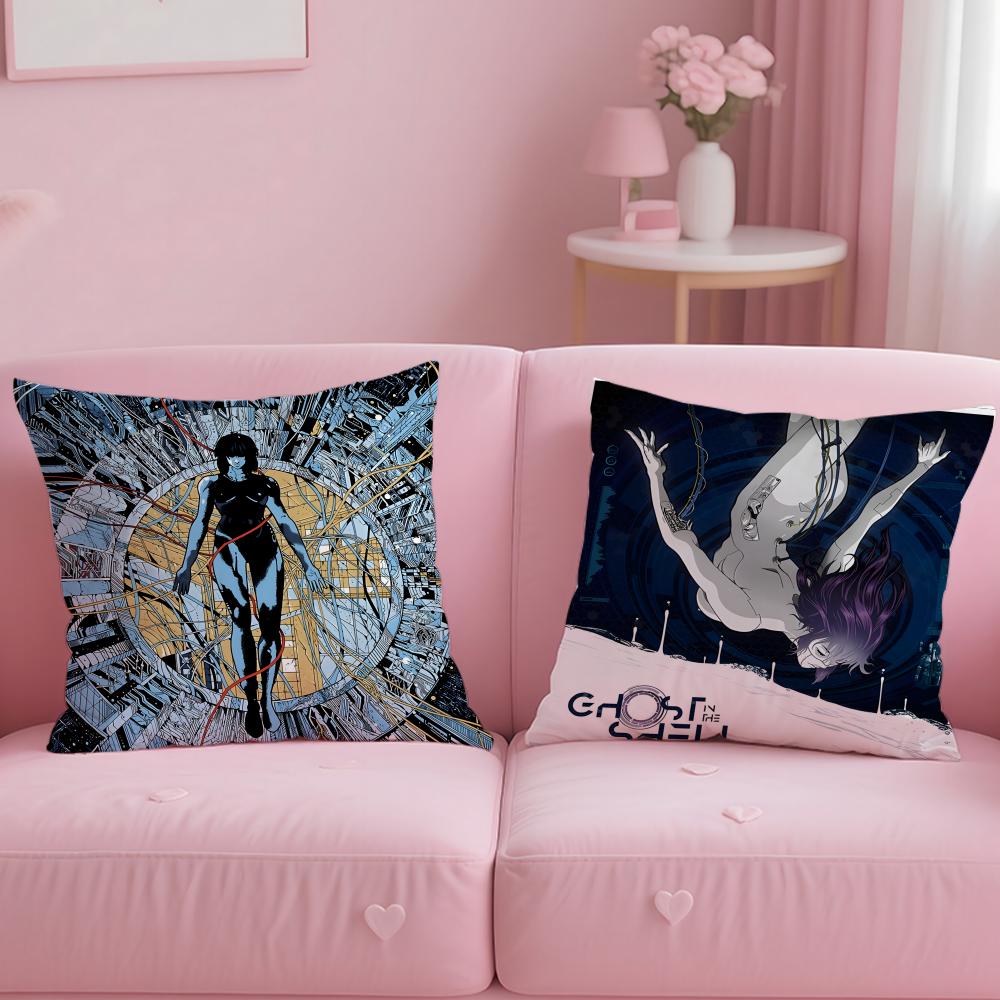 classic anime Ghost in the Shell Cushion Cover Soft & Easy-Wash Pillow Case – Versatile for Couch, Bed, Travel and Office
