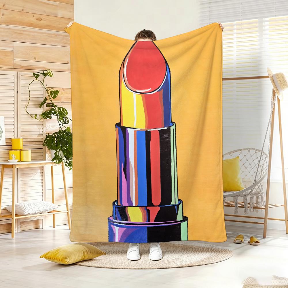 Art P-Pop Art Style Lipstick Beauty Throw Lightweight 240g Flannel Blanket Soft Skin-friendly for Summer Cooling