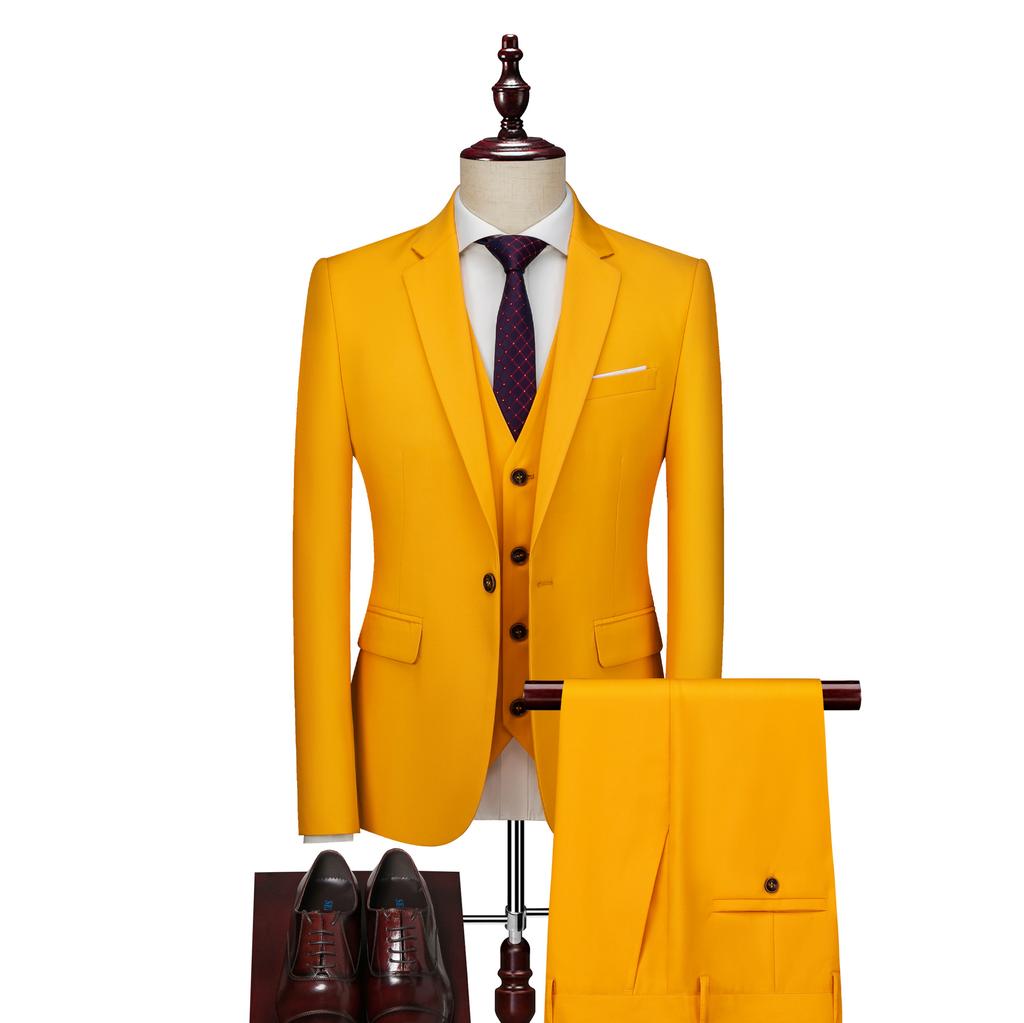 Pánský oblek Oblek Pánský třídílný set Velký jednobarevný oblek Business Professional Oblek