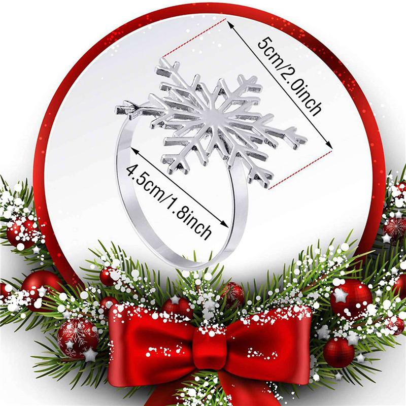 A25F-24 Pieces Snowflake Napkin Rings Christmas Snowflake Napkin Holder Rings For Christmas Holiday Table Decoration (Silver)