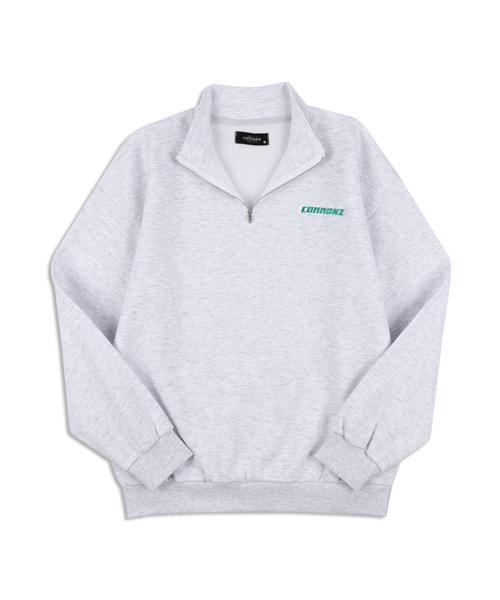 Commons Embroidered Logo Half-Zip Sweatshirt_White Melange 2(105~110)