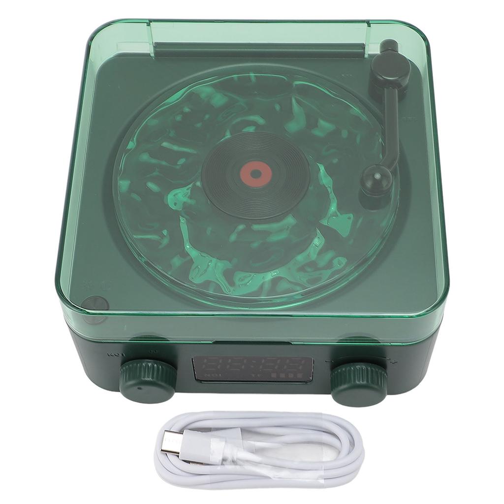 Record Player Style Speaker Wireless Vintage Speaker Small BT Speaker with Ambient Light Time Displa