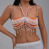 Jewelry Temperament Imitation Pearl Beaded Waist Chain, Sexy Fringed Bikini Chest Chain Body Chain