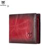 BULLCAPTAIN RFID-skjerming Herre Ekte Skinn Lommebok Dobbel Fold Slank Lommebok Multi-kort Kortpakke ID-veske