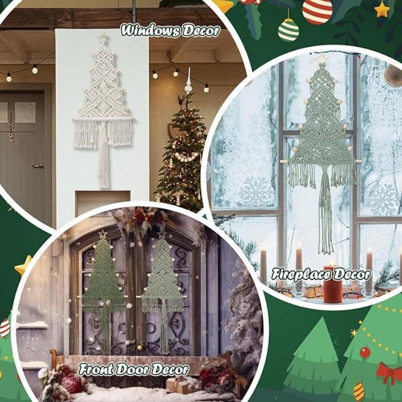 Handmade Cotton Rope Weaving Christmas Tree Tassel Decoration Hanging Decoration Christmas Gift Bedroom Wall Decoration