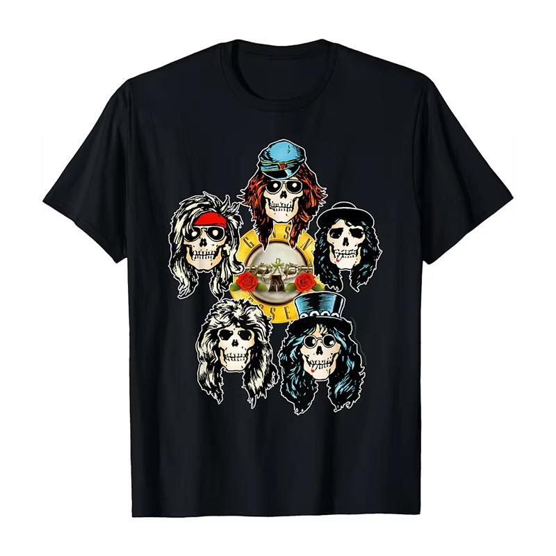 2025 Nowy Guns N 'Roses Rock Punk Amerykański Oversize High Street Męski i Damski Letni Bawełniany Amerykański Wygodny T-shirt