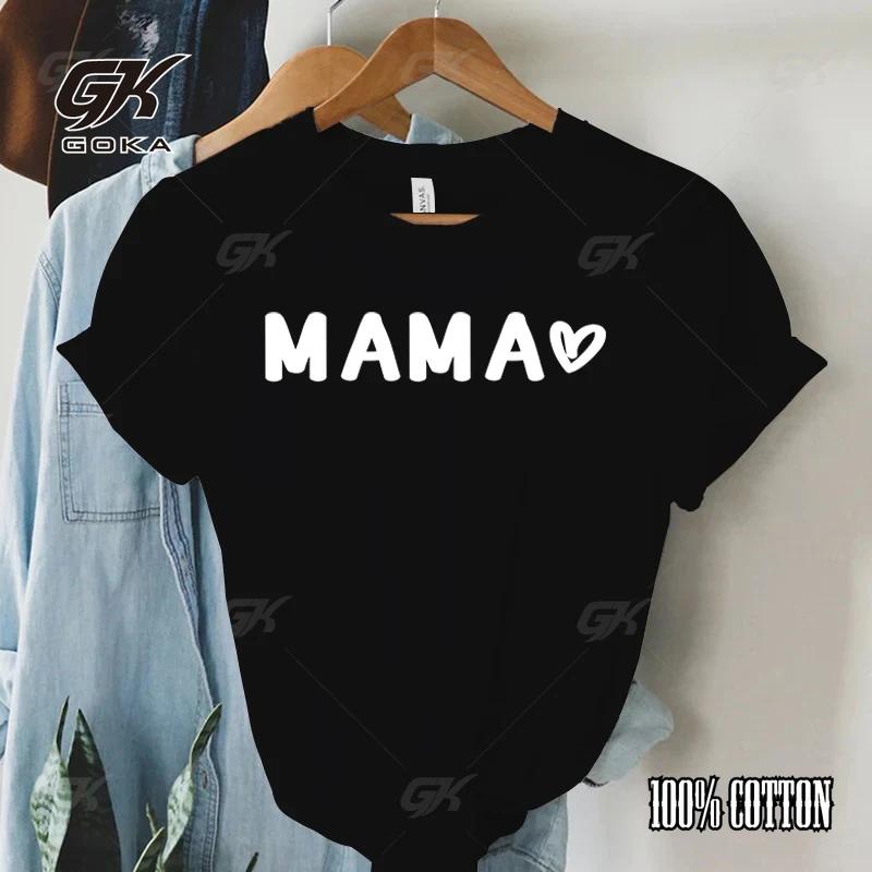 MAMA Love Heart Mother’s Day Gift Women's Short Sleeve Printed T-shirt Y2k Tshirts Short Sleeves Casual Street Fashion Clothes