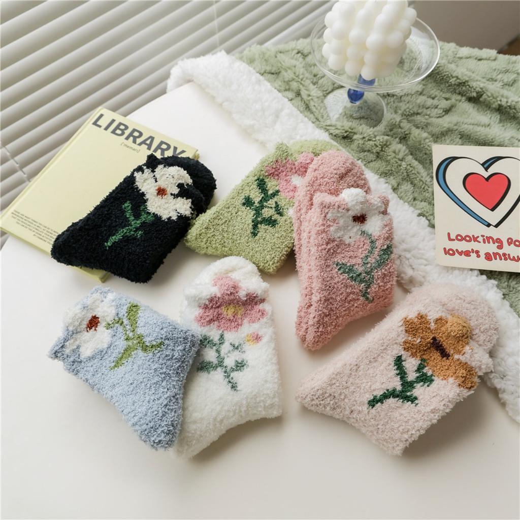 Coral Fleece Socks, Thick Socks, Warm Socks, Sleep Socks, Floor Socks, Mid Length Socks, and Fleece Socks