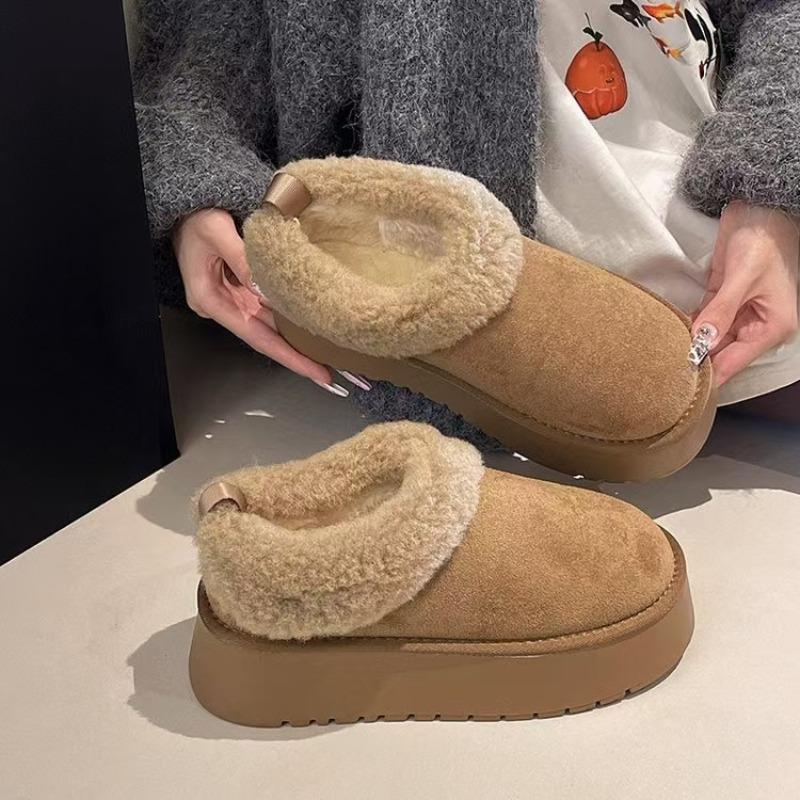 Retro Heightening Thick-soled Piled Thickened Snow Boots for Women's New Winter Warm Outer Wear Fluffy Cotton Shoes