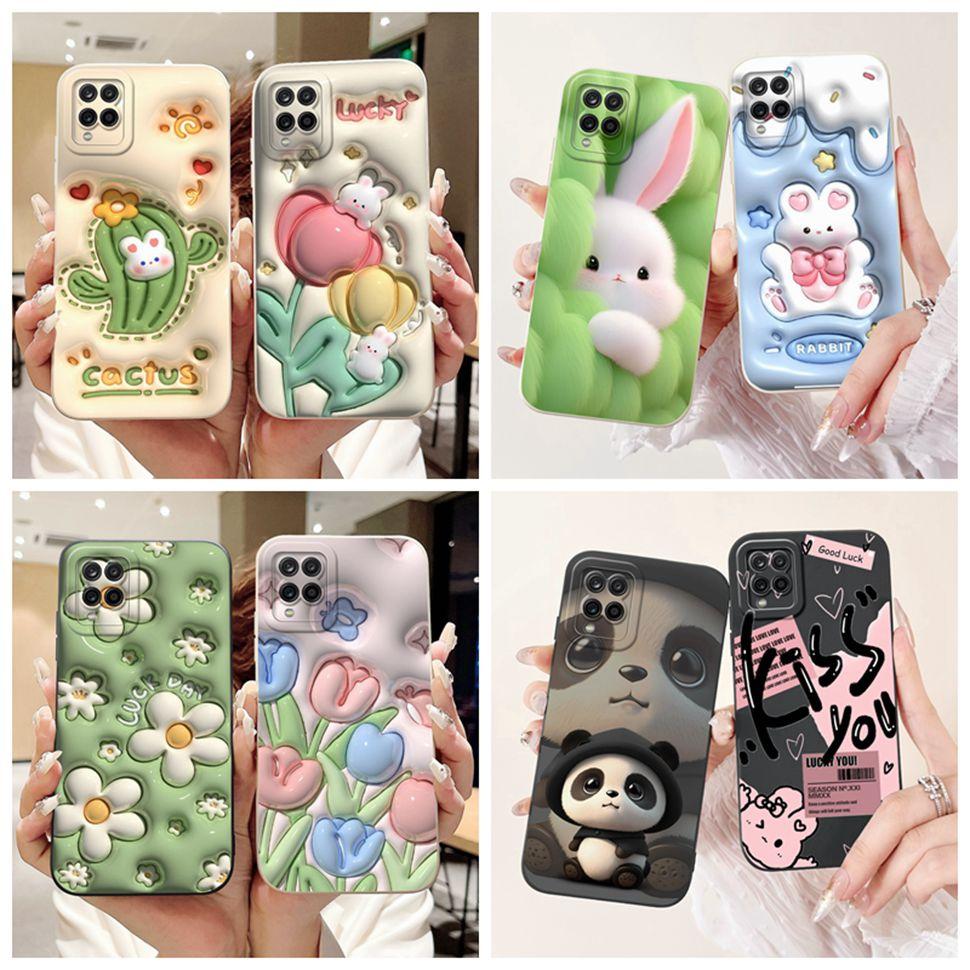 For Samsung Galaxy A12 Case Colorful Flower Panda Cartoon Cover Soft Slim Phone Cases For Samsung A12 GalaxyA12 Back Cover