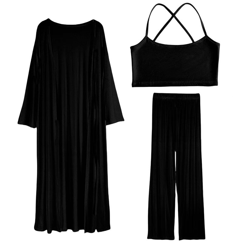 

Свободный кардиган в западном стиле, топ-ками, брюки, модный костюм-тройка Black Cardigan three-piece set S