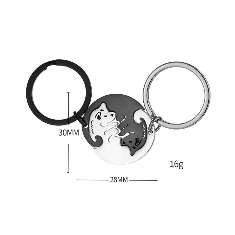 Titanium Steel Hug Dog Stainless Steel Keychain Cute Pet Design Fashion Couple Pendant Practical Valentine's Day Gift