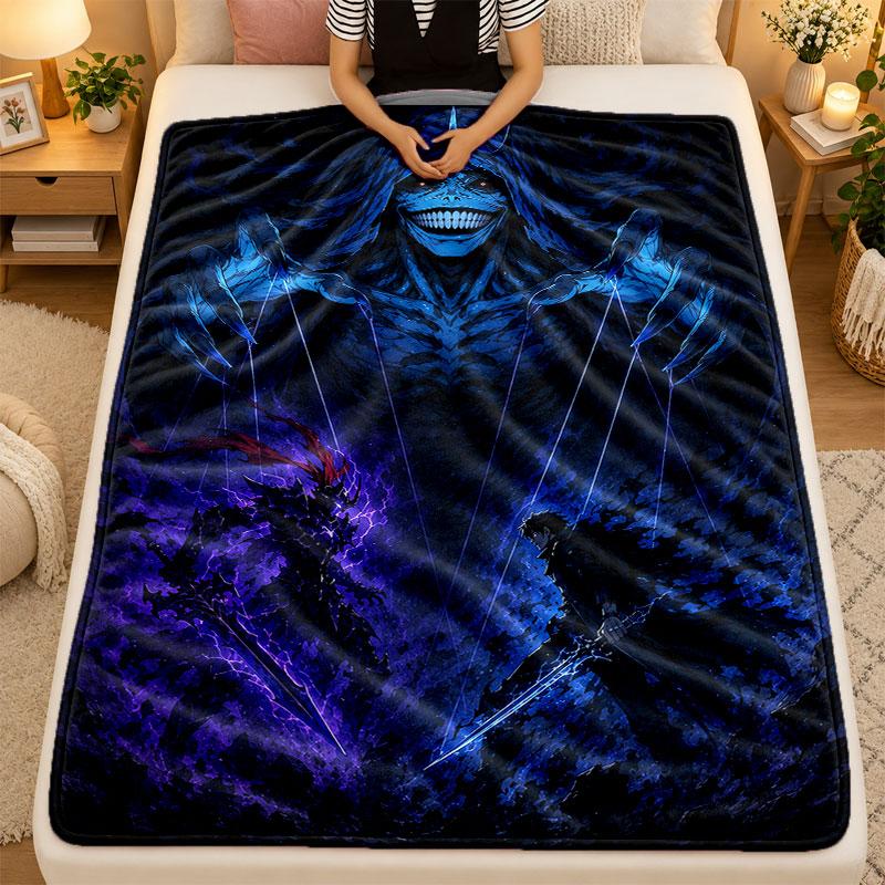 Flannel BlanketSolo Leveling Warm Soft Throw Blanket for Indoor Sofa Bed Living Room Use