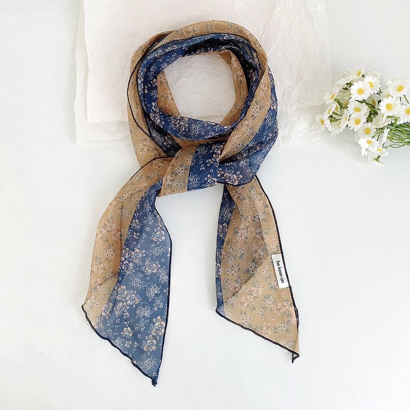 Nischenstilvoller Seiden-Farbblock-Schal - Vielseitiges dünnes Band für Hals oder Taille