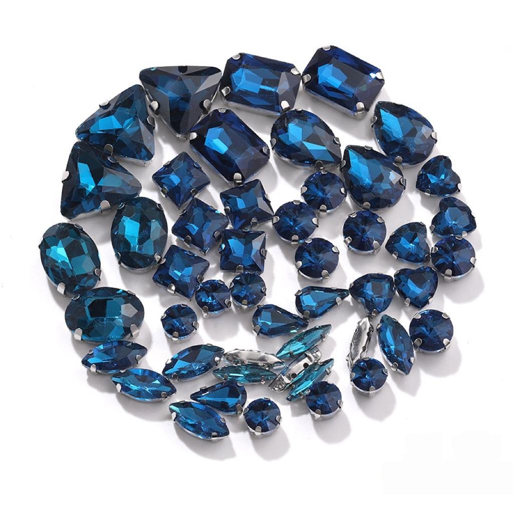 Factory Hot Sale Rhinestones Popular Colors Mix Shapes Sew On Rhinestones Claw Glass Rhinestones for Wedding Dress