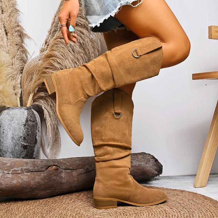 

Large size suede pointed square heel boots autumn and winter but knee-high fashion women s boots 43
