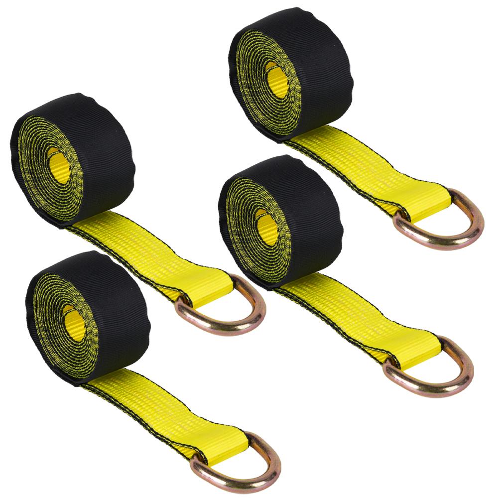 RASTP-4 Pack 12ft Lasso Strap Tire Wheel Tie Down Flatbed Tow Truck Car Hauling Trailer BTD053 жёлтый