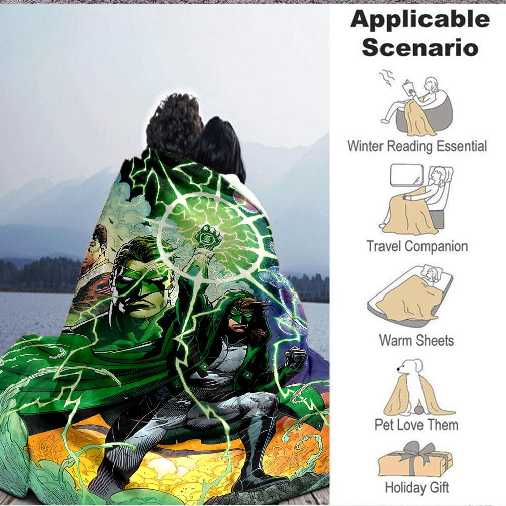 1pc Green Lantern Corps Blanket Polyester Fiber, All Season Comfort for Sofa, Bed, Office, Car, Camping Ideal Home Decor & Gift, Office Comfort