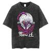 Horké Anime Tokyo Ghoul Grafické Prané Tričko s Pavoučí Lilií Pánské Vintage Trička Y2k Bavlněné Tričko Harajuku Pánské Ležérní Topy