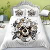 Bedding Set New Bed Cover 3D Skull Head Scary Print Family Bedroom Full Size Quilt Cover and Pillowcase Microfiber