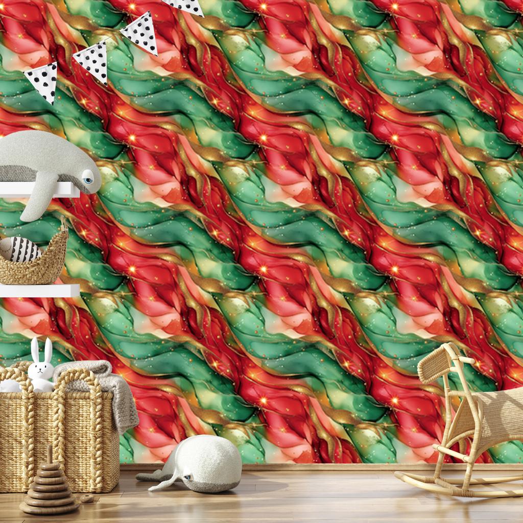Ink Red and Green Wallpaper for Living Room and Bedroom 50x1000