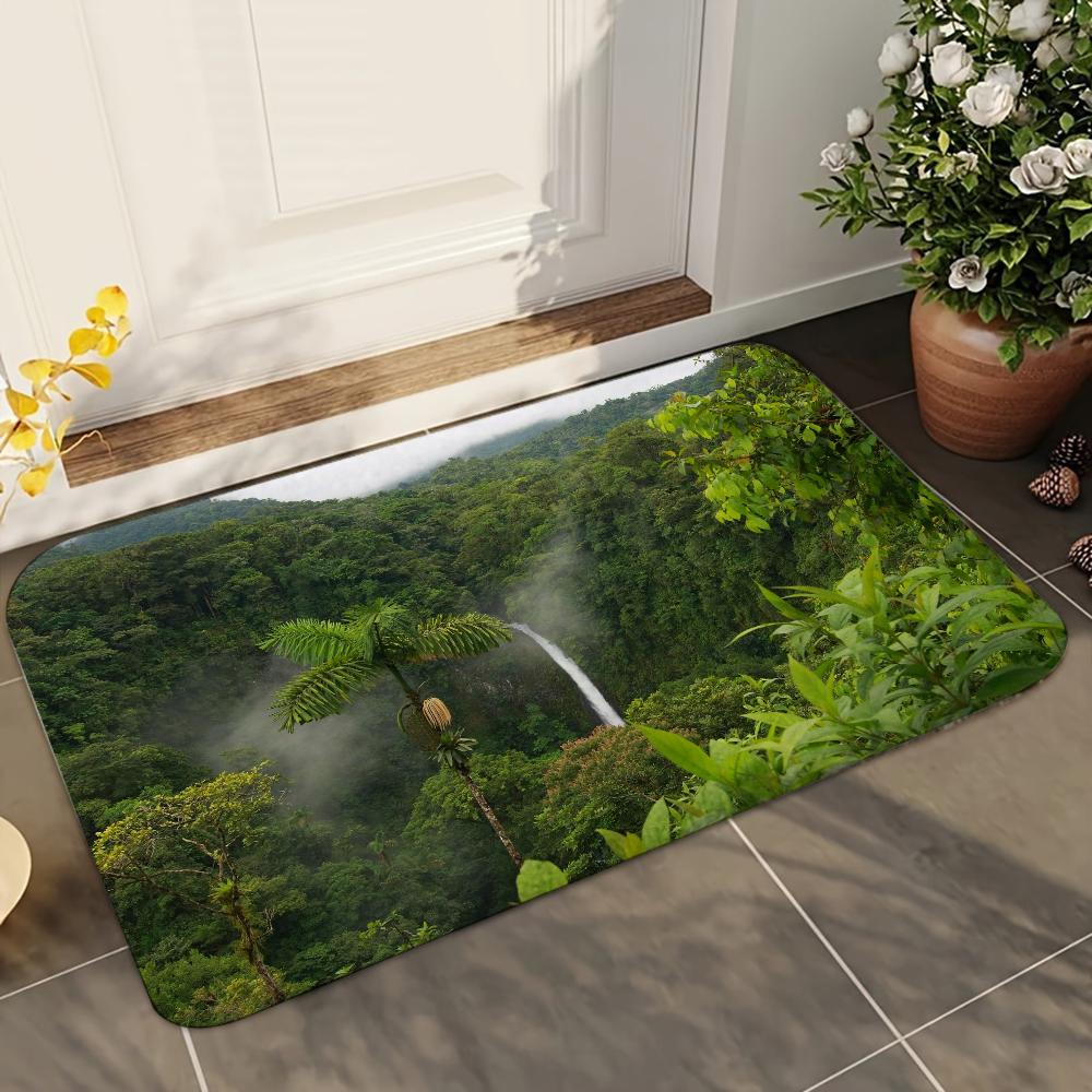 1pc Forest Tree Jungle Animal Landscape Absorbent Mats Anti-Slip Mats Home Decor Supplies Carpets Home Kitchen Floor Mats