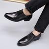 Mens Black Genuine Leather Dress Shoes Pointed Toe Slip-On Formal Business Shoe Office Wedding