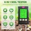 Soil Tester 6-in-1 High Precision Digital PH Moisture Temperature Light Fertility Meter with Real-time Display Soil Testing Kit