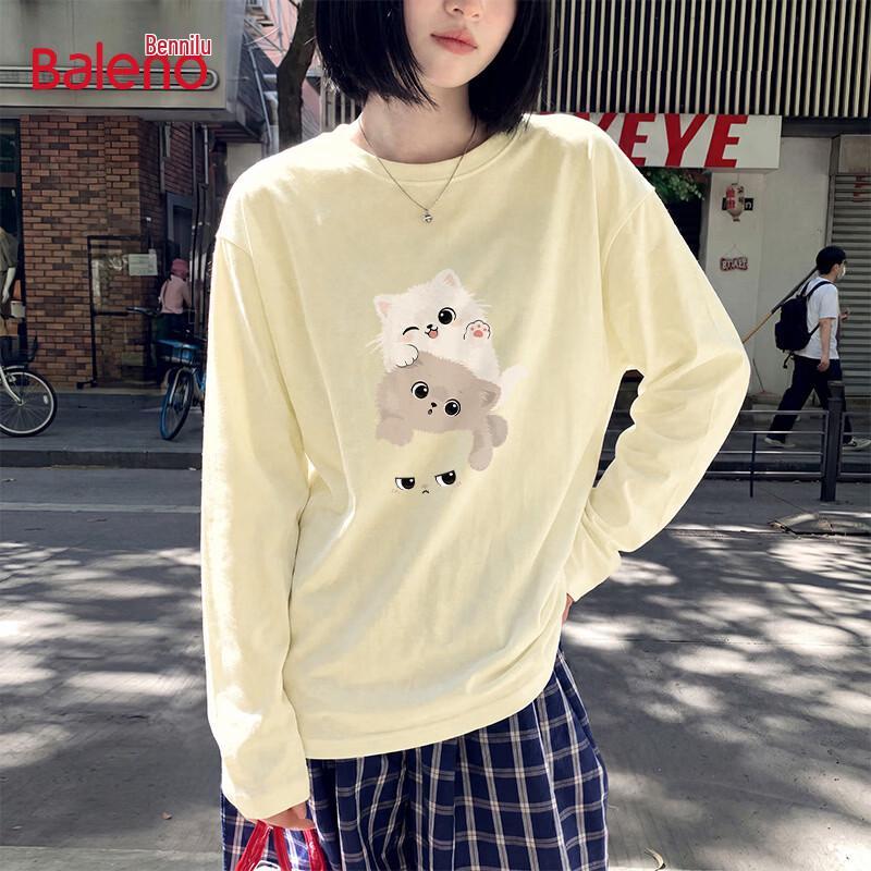Baleno Women's 2026 Autumn Pure Cotton Long Sleeve T-Shirt
