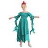 Costume Vittoriano Rinascimentale per Bambina Medievale Gotico Spalle Scoperte Manica 3/4 Arricciato Orlo Irregolare Vestito