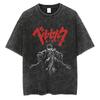 Japanischer Anime Berserk Retro Gewaschenes T-Shirt Herren und Damen Neu Sommer Harajuku Kleidung Lässig Rundhals Kurzärmeliges Oberteil