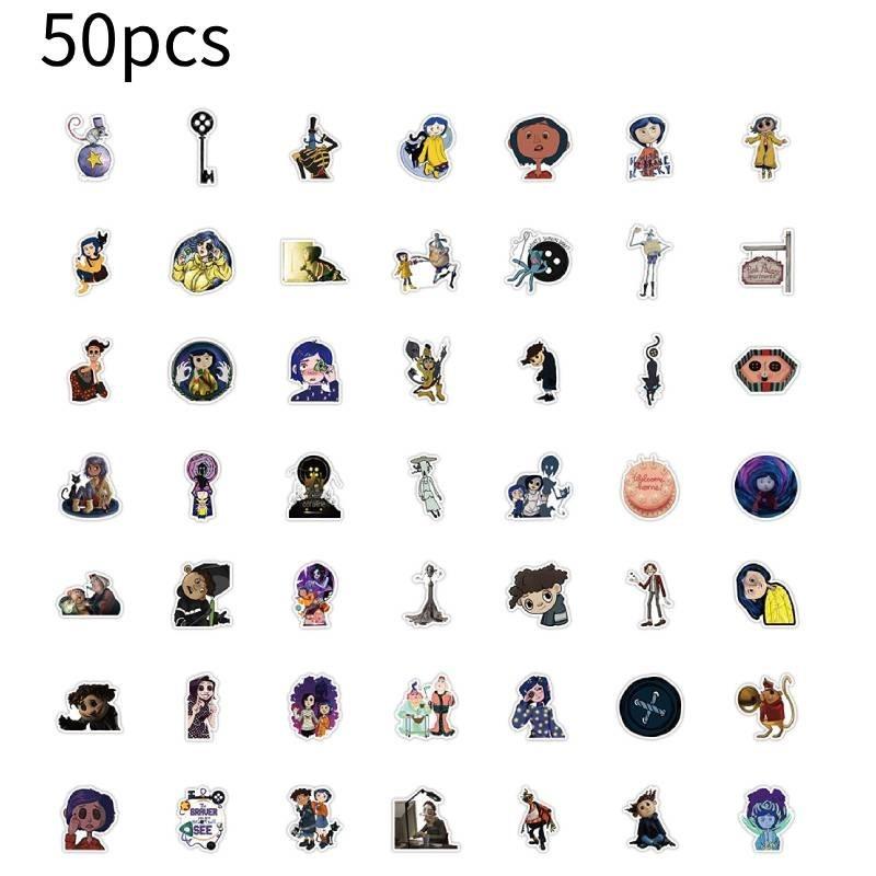50pcs Coraline Cartoon Stickers Graffiti Decal Phone Suitcase Decoration Cup