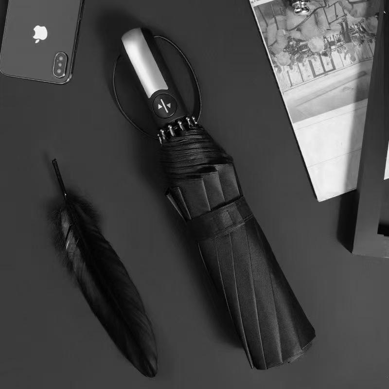 Ten bone hemming folding weather and rain umbrella vinyl sunscreen UV protection business umbrella men's customized logo advertising umbrella