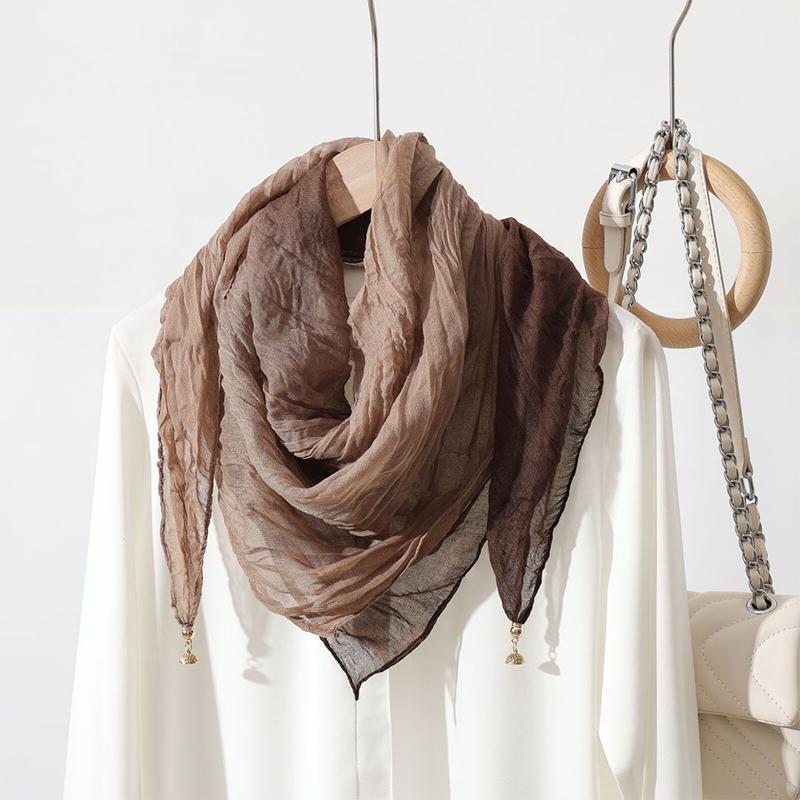 Women Scarf for Women Fashion Square Scarf Bohemian With Magnetic Buckle Casual Long Pleated Outings