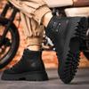 Men Boots Fashion Leather Men Motorcycle Boots Designer British Style Ankle Boots New Outdoor Non-Slip Men High Top Sports Shoes