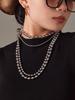 Qiong Yao Multi-layer Color Block Beaded Necklace, Long European Style, Bold Runway Stainless Steel Design.