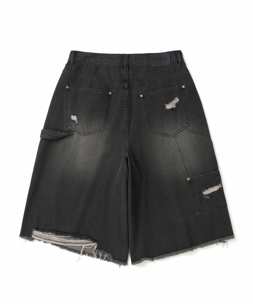 NOT4NERD Distressed Carpenter Bermuda Shorts - Black