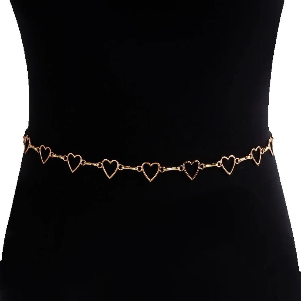 Cute Hollow Heart Waist Belly Chain for Women Summer Beach Sexy Simple Body Chain Vacation Jewelry Accessories Gift