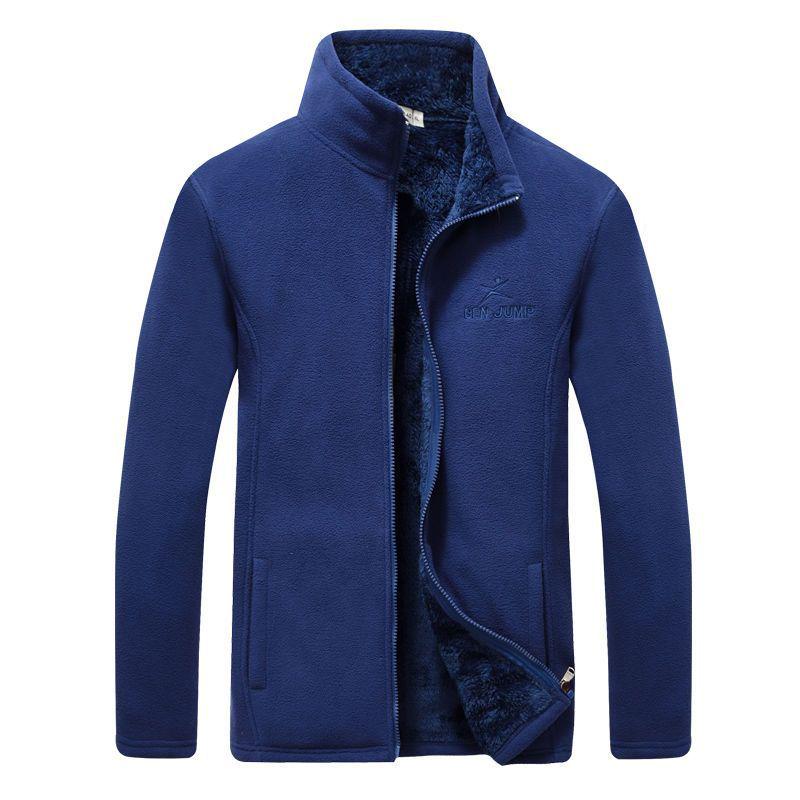 Men's Thick Velvet Fleece Stand-Up Collar Cardigan Jacket