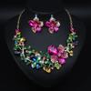 2026 Fashion European and American Gemstones Flower Crystal Necklace Earrings Set Banquet Dress Bridal Women's Jewelry