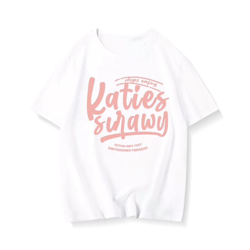 Bla Oversize Loose Cotton Ort Sve T-irt Women's Summer 2023 Sle Korean Round Ne Print Casual Faion Top