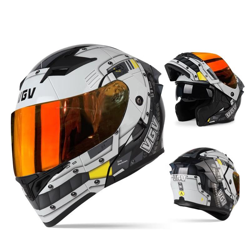 VGV Double Lens flip up helmet Openable motorcycle helmet Various Tinted Lens Sun protection glare and UV rays Modular cycling
