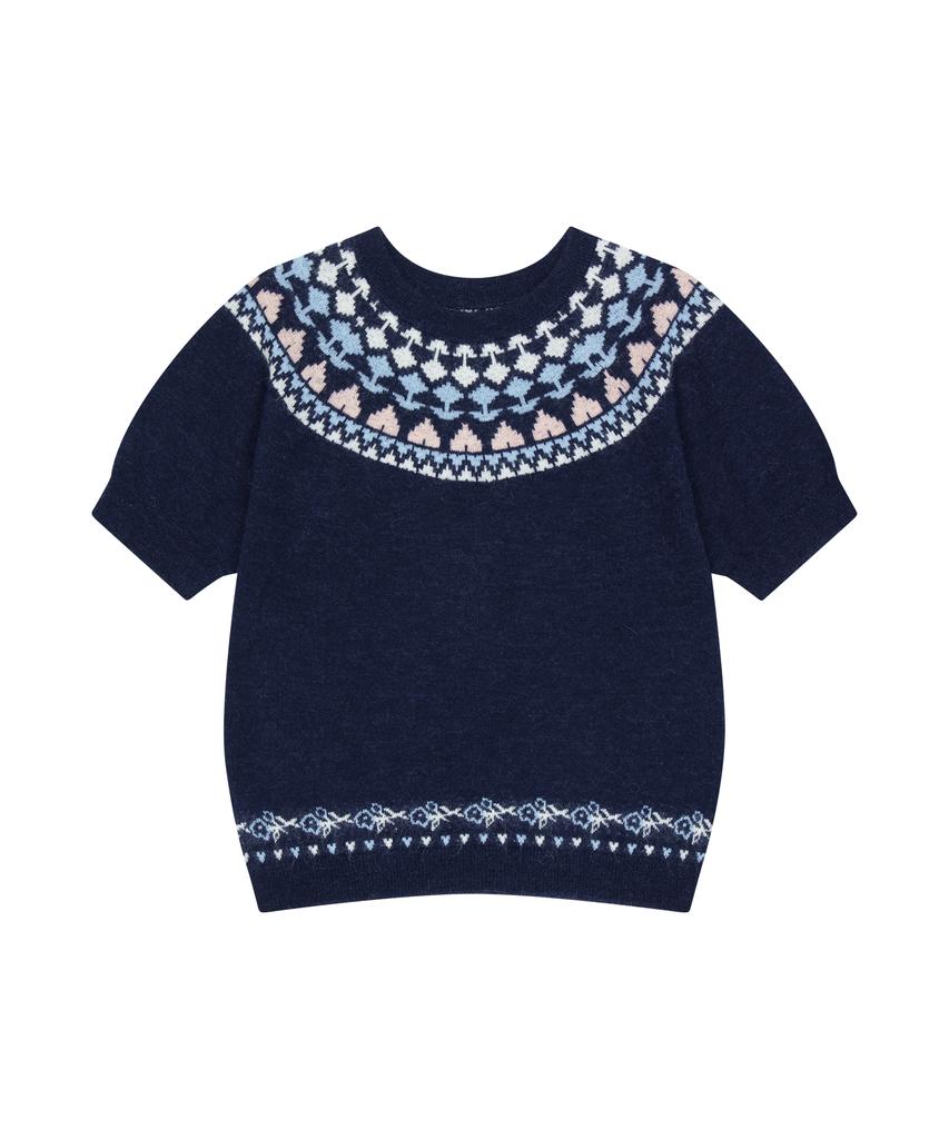 Banwonateullie Kn4261 Floral Round Knit_Navy
