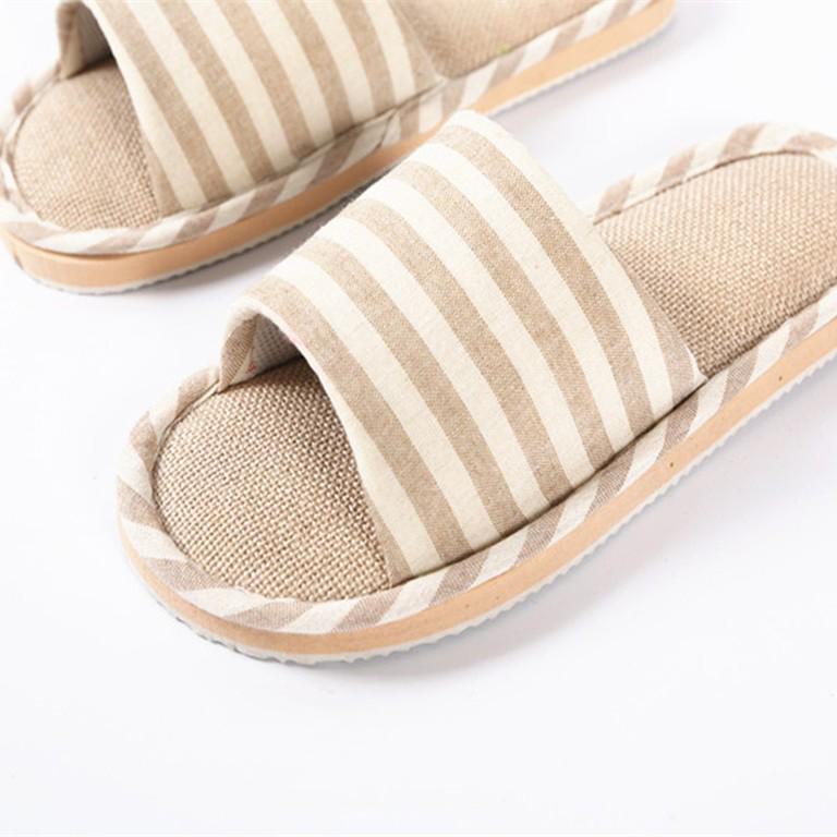 Unisex Lein-Baumwoll-Hausschuhe für alle Jahreszeiten - Ideal für Innenbereiche und Holzböden