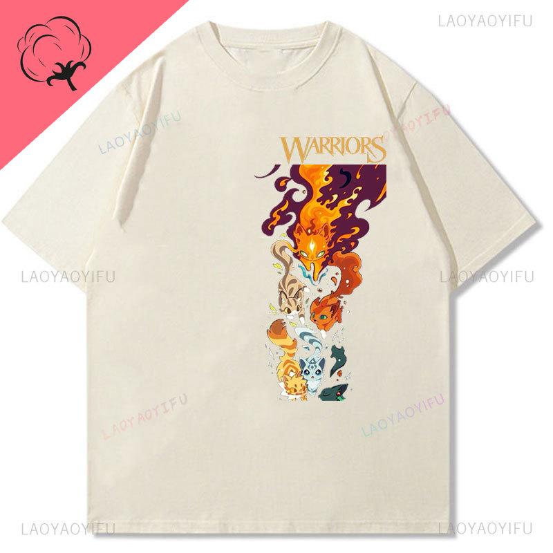 Warriors Cats Camisetas Cat Lover Tee Shoujo Girl Style Trendy Kawaii Cotton Popular Shirt Casual Summer Y2k Clothes Tops