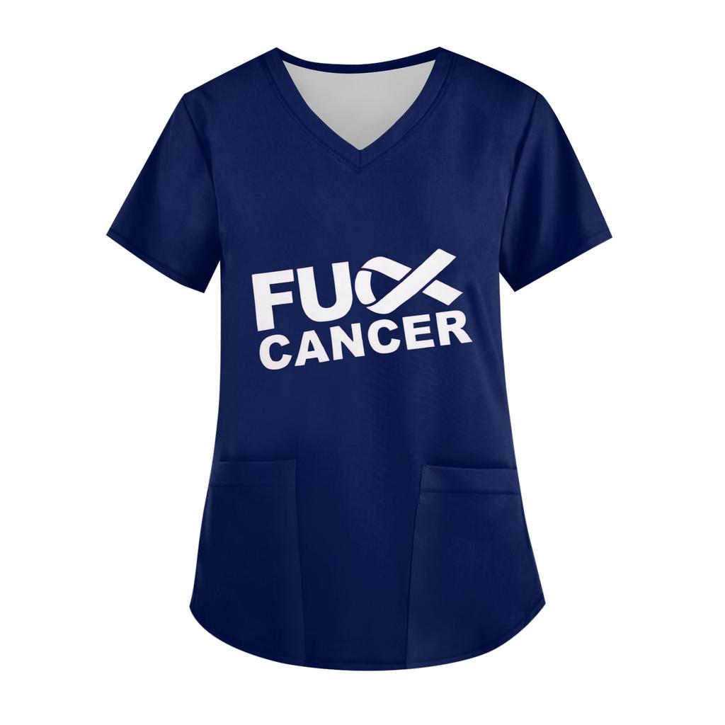 Women's V-Neck Short-Sleeve Pocketed Top With Side Slit