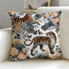 Pattern Theme Tropical Tiger Pattern Cushion Cover Soft  EasyWash Pillow Case  Versatile for Couch Bed Travel and Office