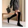 Inner height increase over knee elastic boots women's 2025 autumn and winter new suede square head bag legs thin boots brown thin boots