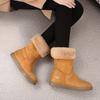 Fashion Winter Round Toe Half High Soft Sole Woman Shoes Designer Luxury Lamb 2025 New in Plush Warm Hot Sale Work Snow Boots for Women