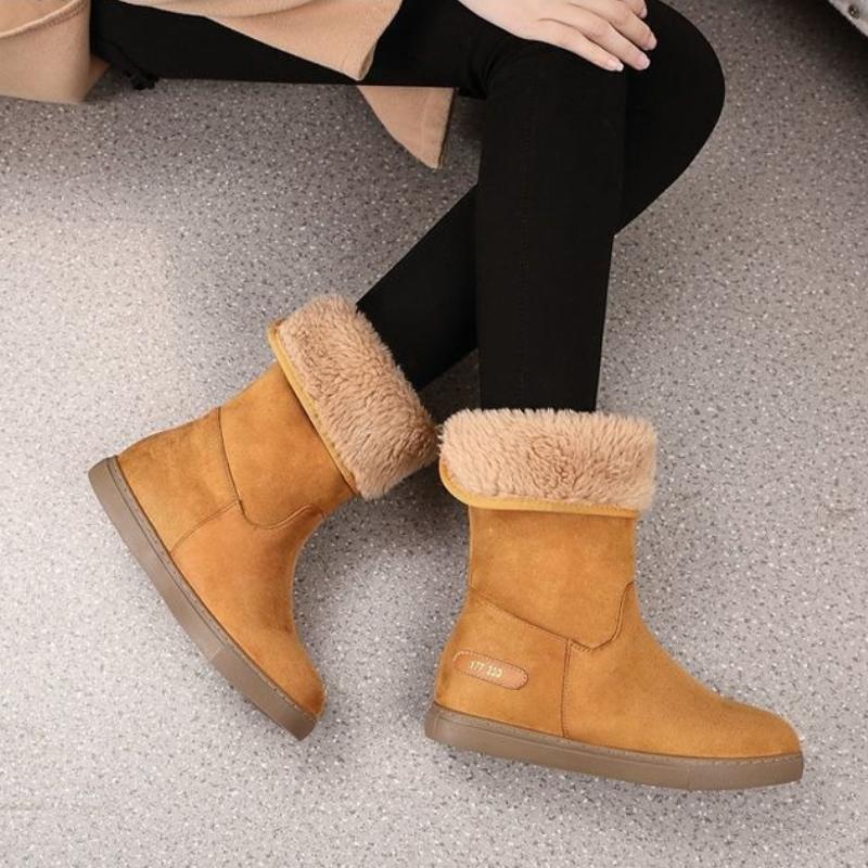 Fashion Winter Round Toe Half High Soft Sole Woman Shoes Designer Luxury Lamb 2025 New in Plush Warm Hot Sale Work Snow Boots for Women